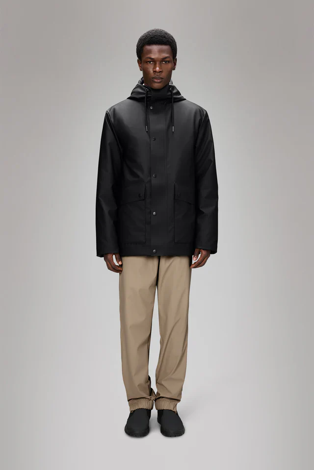 Rains Giacca Parka impermeabile da uomo W3T3 nera - Image 6