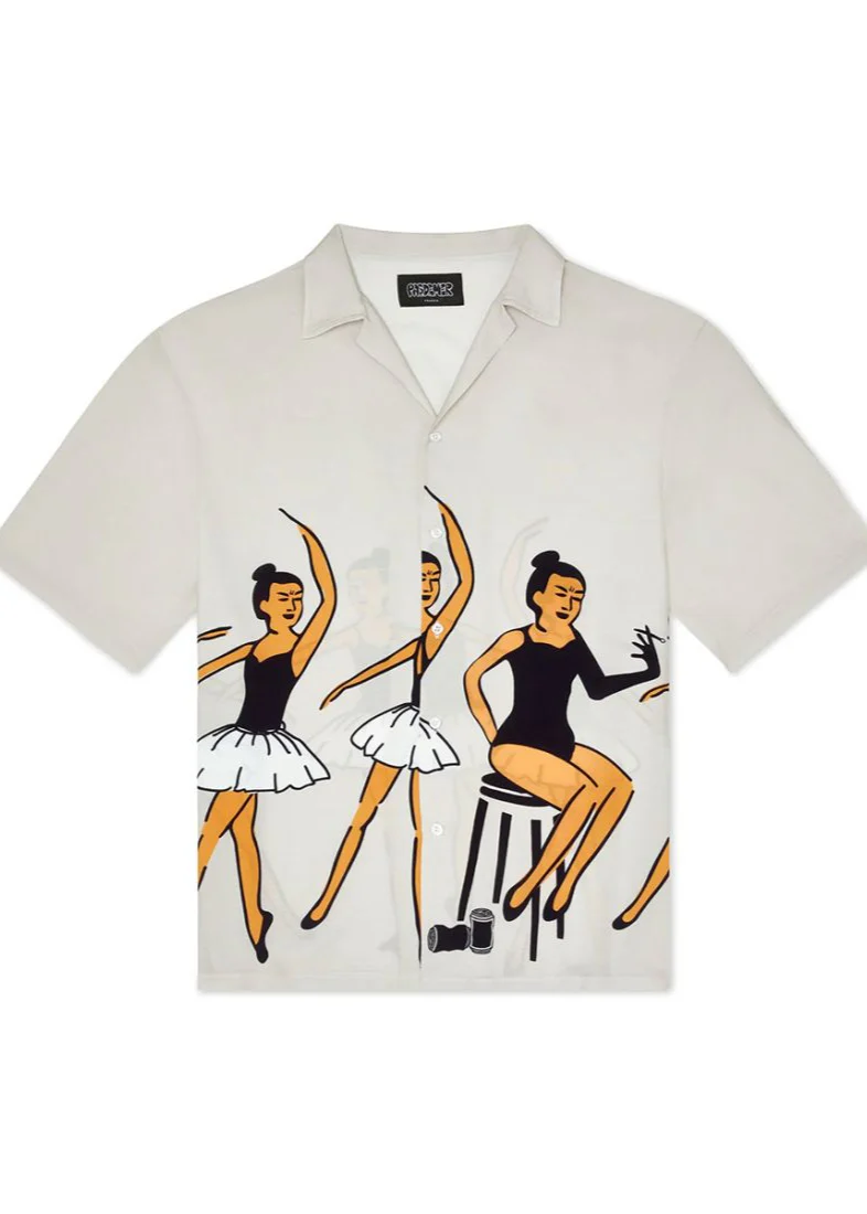 Pas De Mer Camicia da uomo manica corta  Ballet Beige