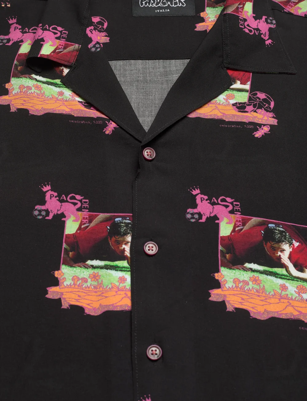 Pas De Mer Camicia da uomo manica corta Robbie Flower Nera - Image 3