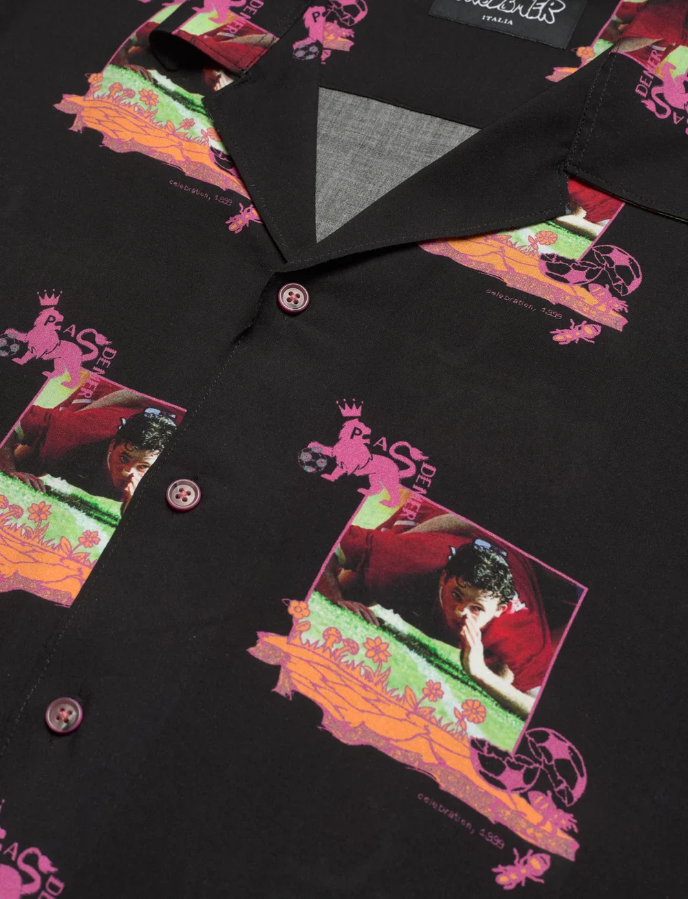Pas De Mer Camicia da uomo manica corta Robbie Flower Nera - Image 4