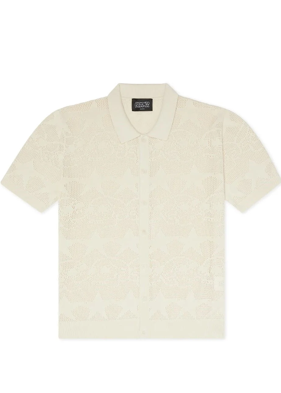 Pas De Mer Polo camicia da uomo Skulls Beige