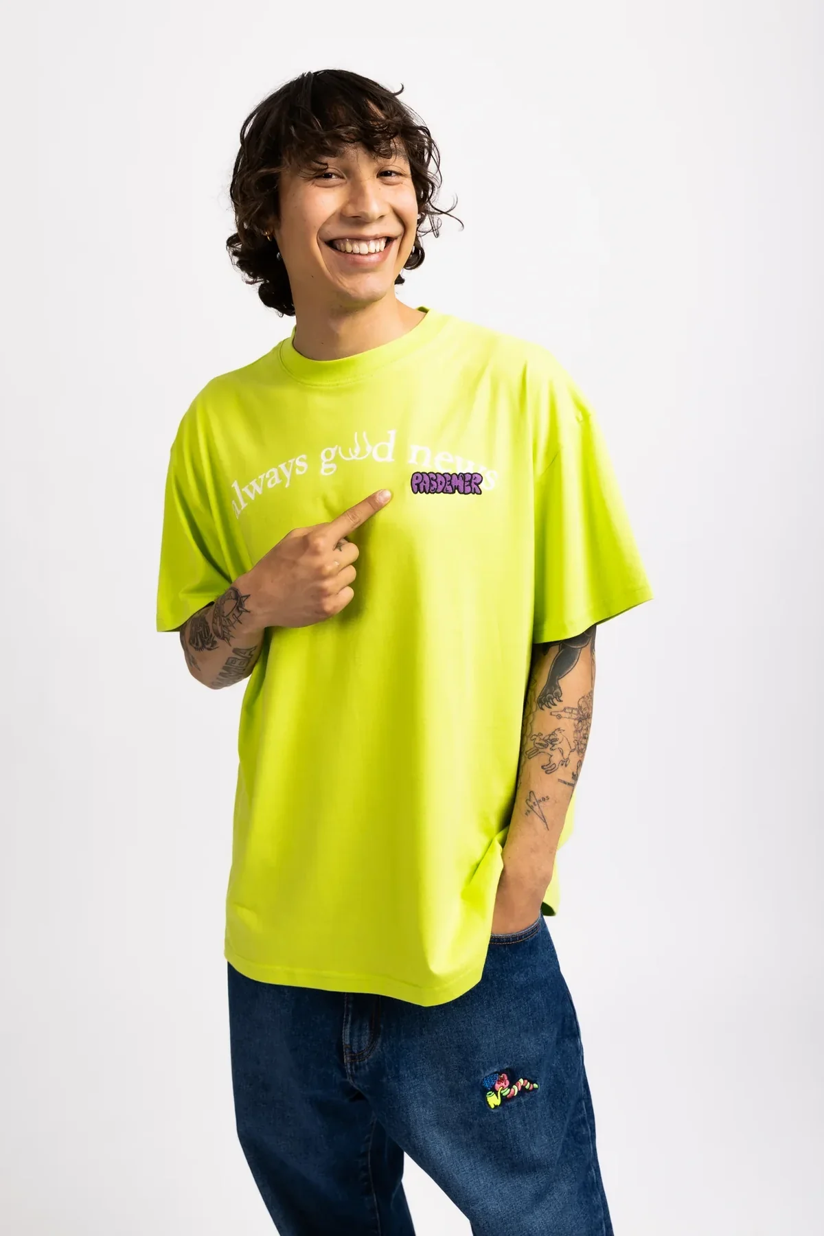Pas De Mer T-Shirt da uomo manica corta Good News Verde - Image 3
