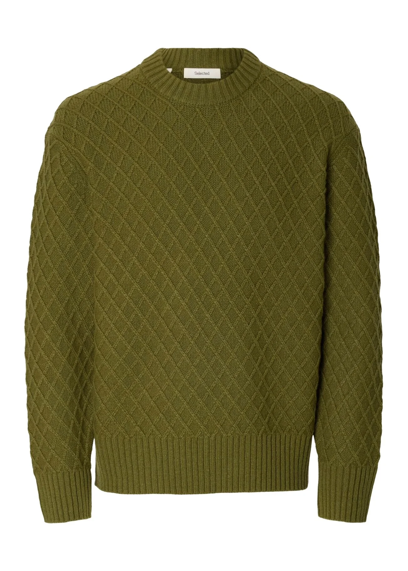 Selected Maglia in lana girocollo da uomo Patric verde