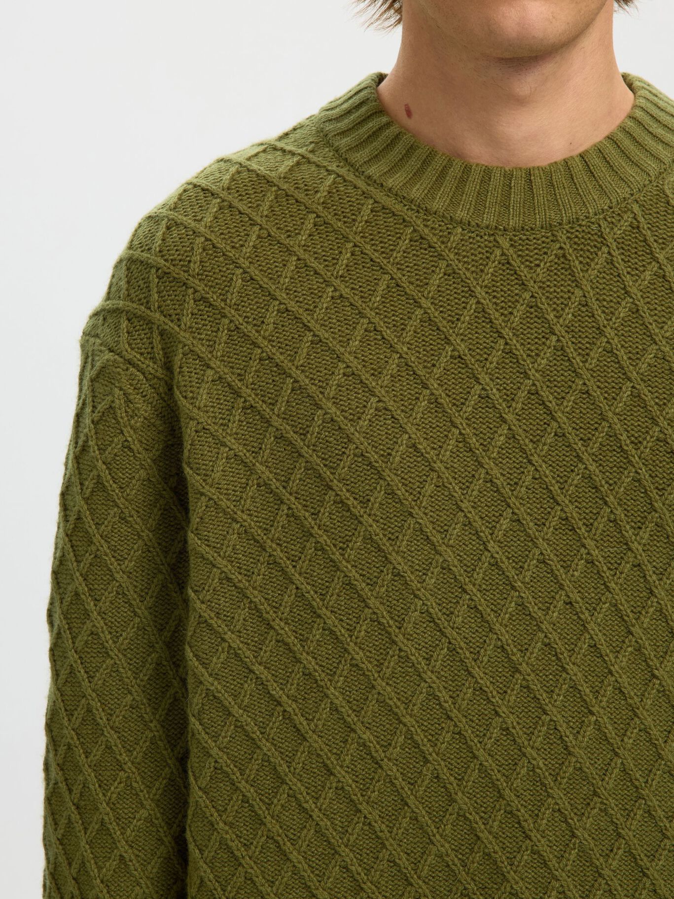 Selected Maglia in lana girocollo da uomo Patric verde - Image 2