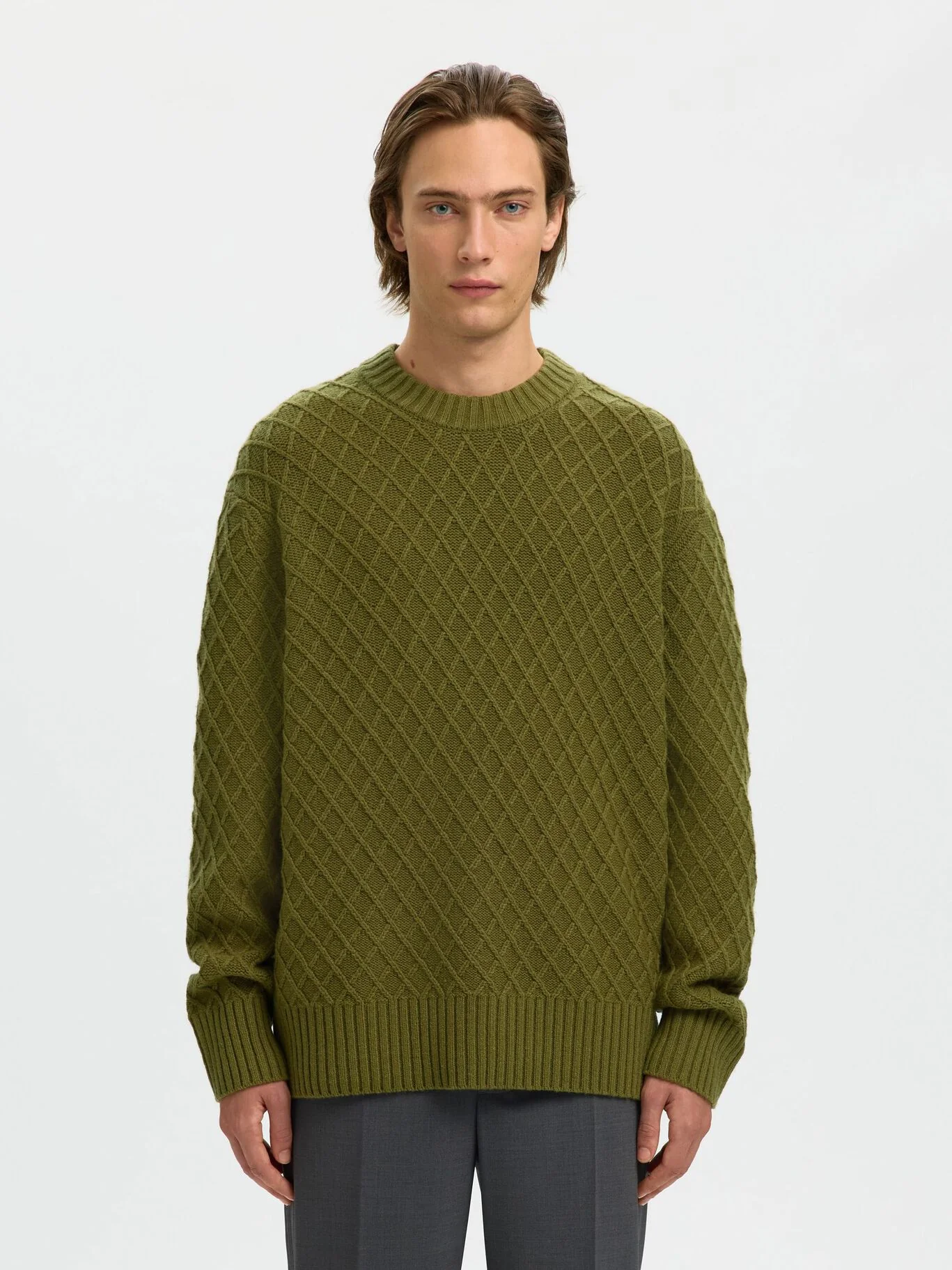 Selected Maglia in lana girocollo da uomo Patric verde - Image 3
