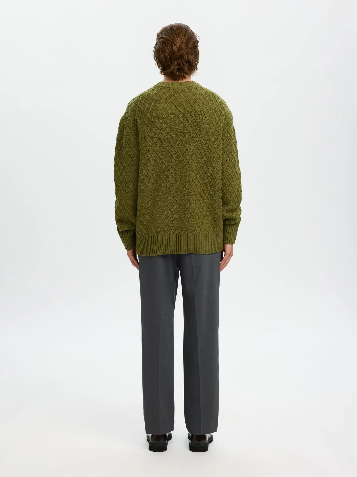 Selected Maglia in lana girocollo da uomo Patric verde - Image 4