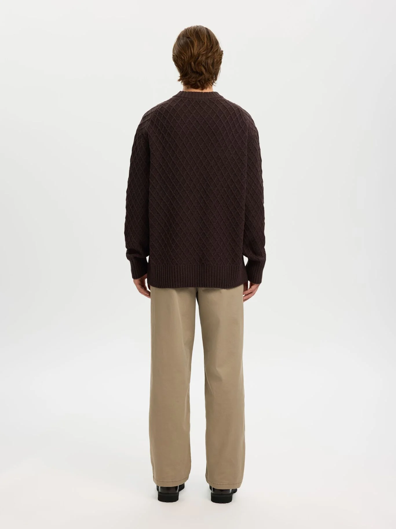 Selected Maglia in lana girocollo da uomo Patric marrone - Image 4