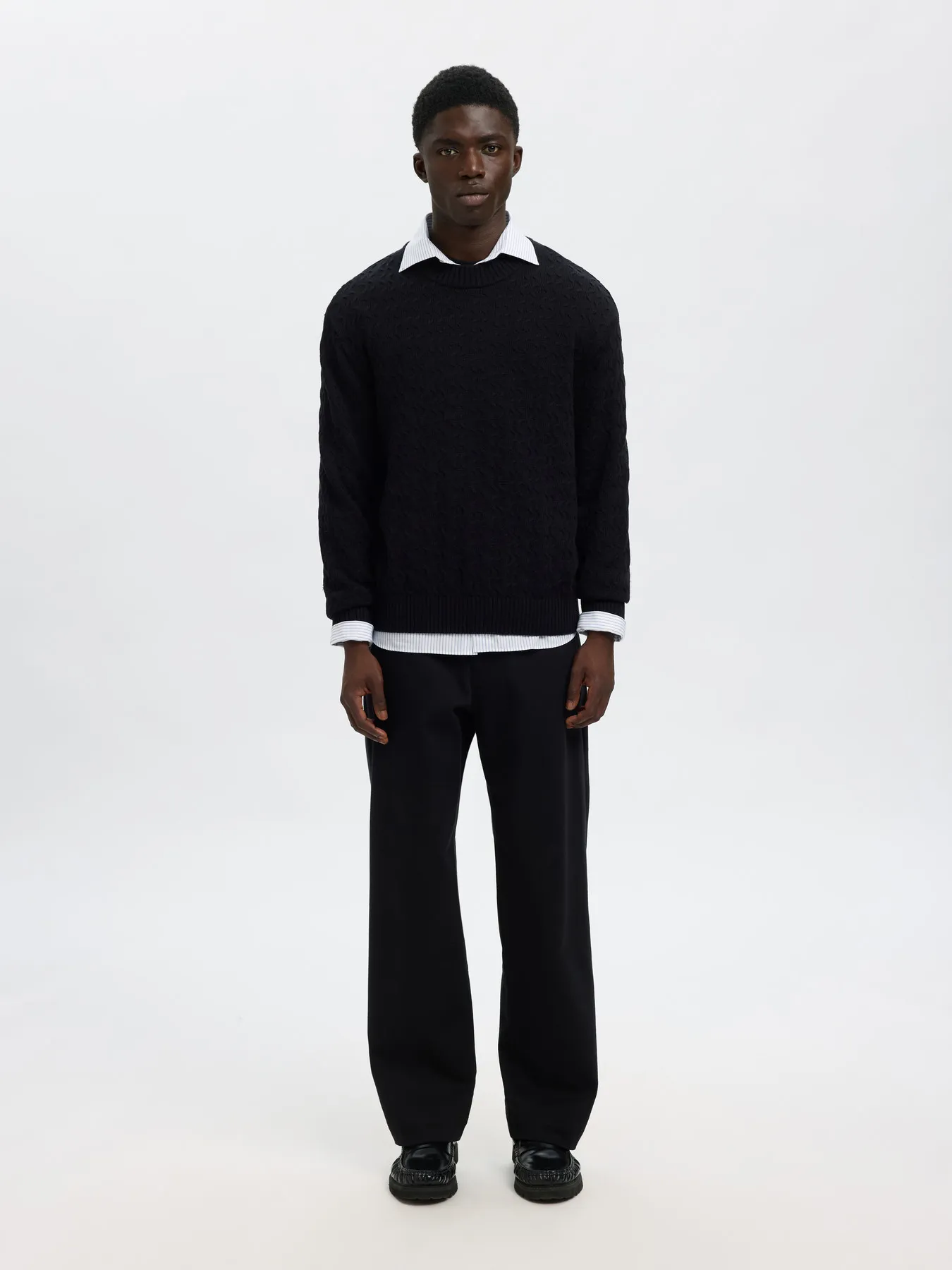Selected Maglia girocollo da uomo Philip nera - Image 3