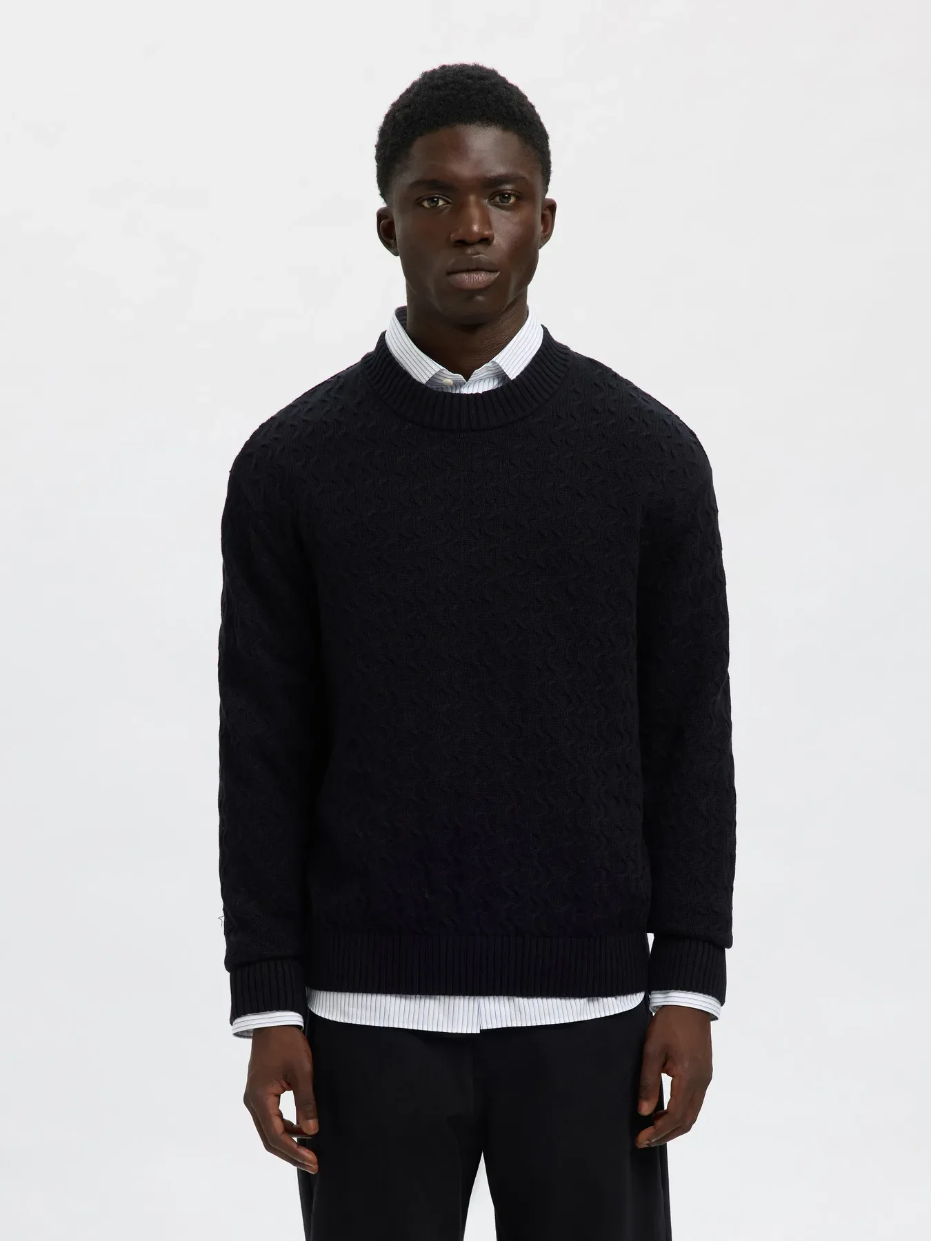 Selected Maglia girocollo da uomo Philip nera - Image 4