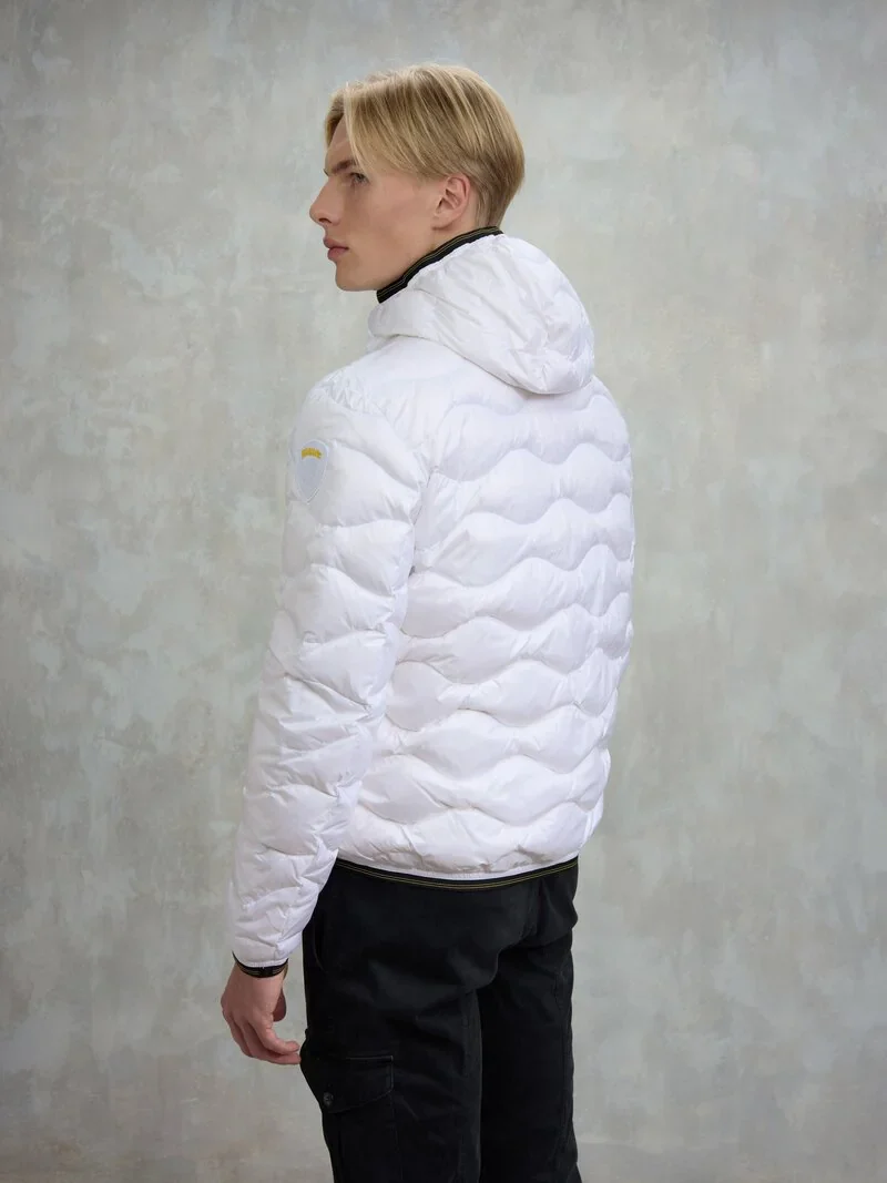 Blauer Giacca Piumino da uomo a onde Wave bianco - Image 3
