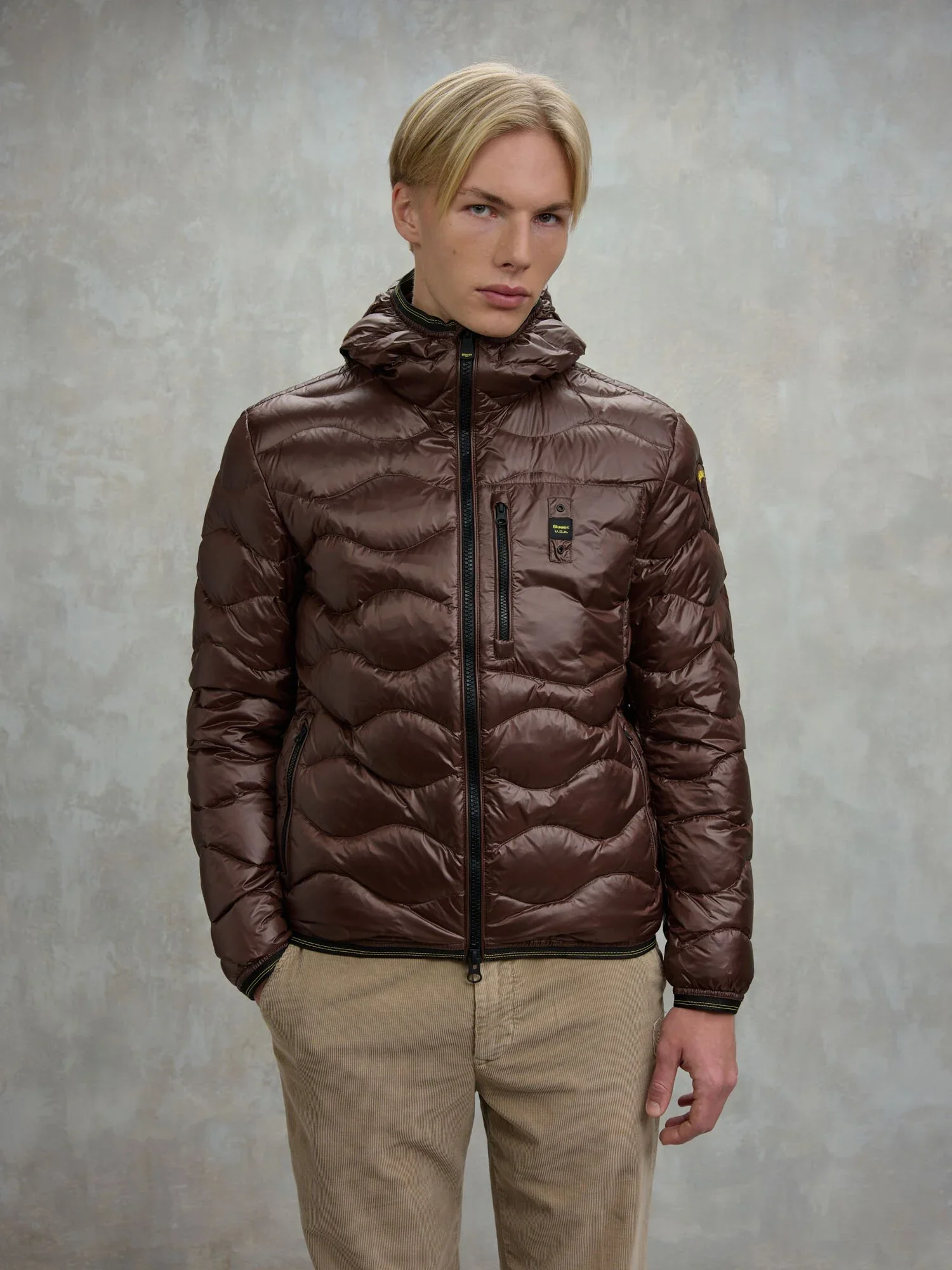 Blauer Giacca Piumino da uomo a onde Wave marrone - Image 3