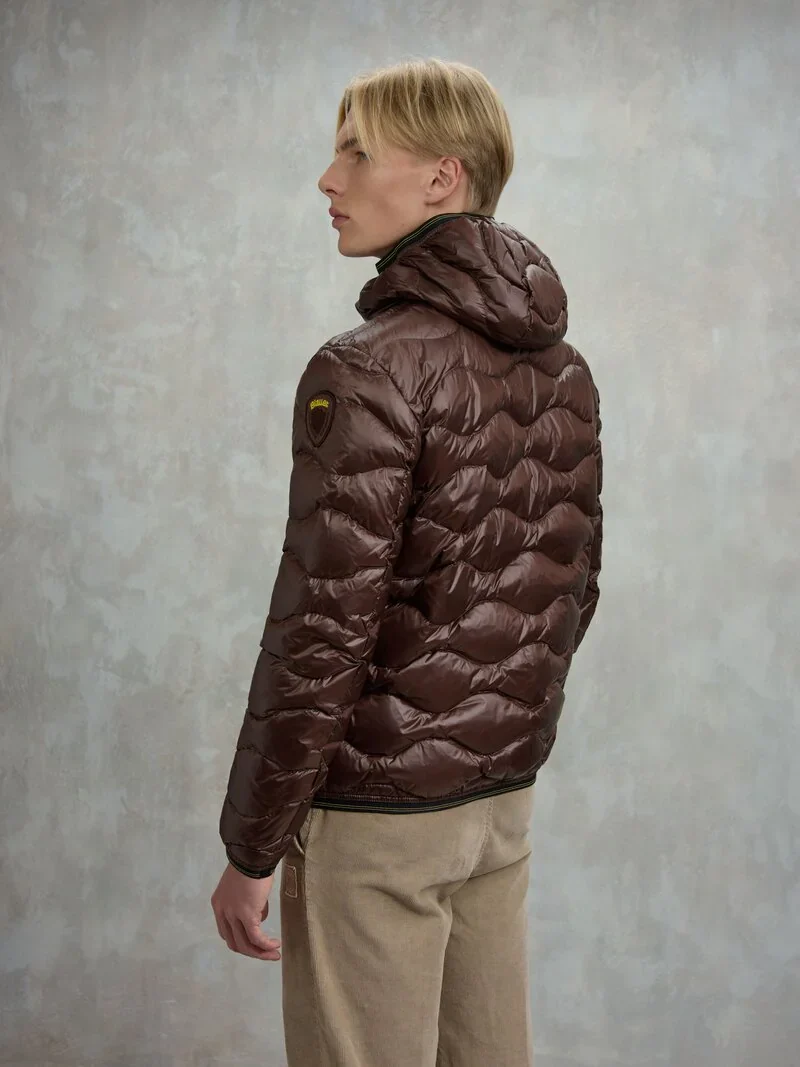 Blauer Giacca Piumino da uomo a onde Wave marrone - Image 4