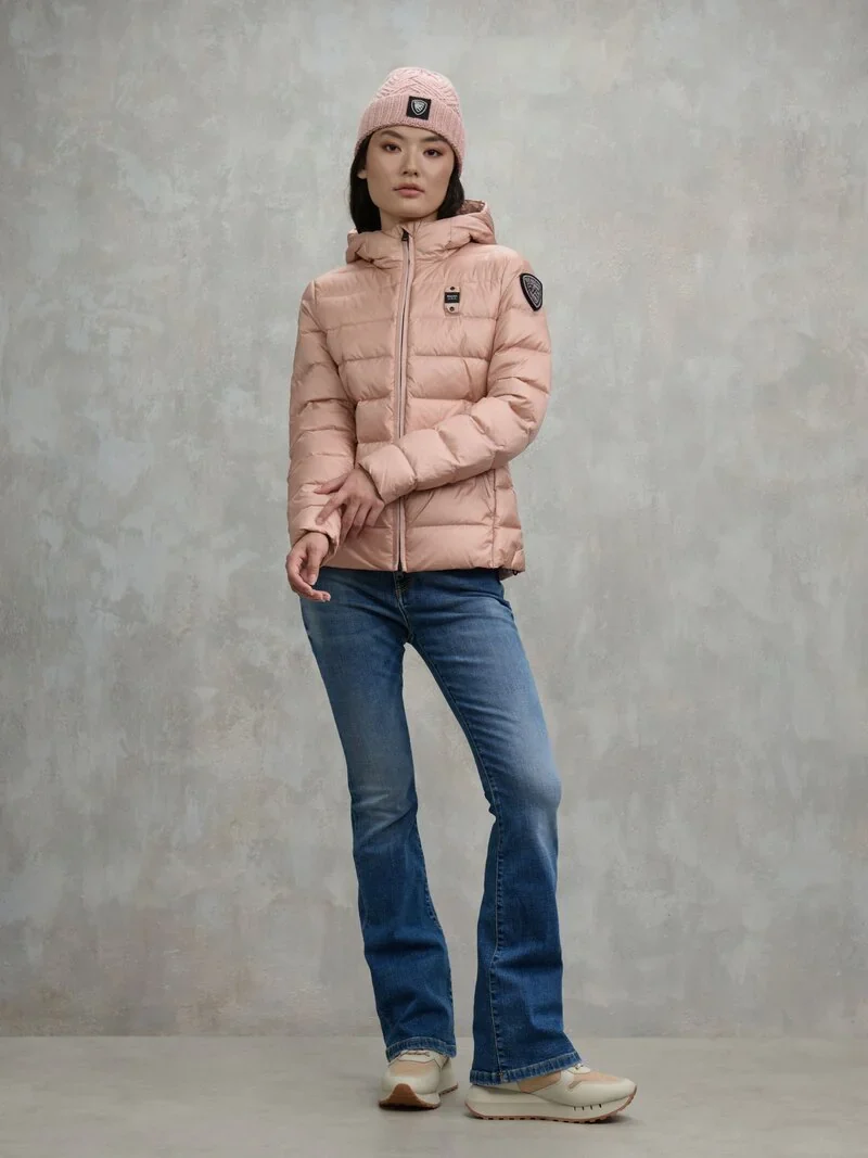 Blauer Giacca Piumino da donna Sfiancato Charme rosa - Image 4