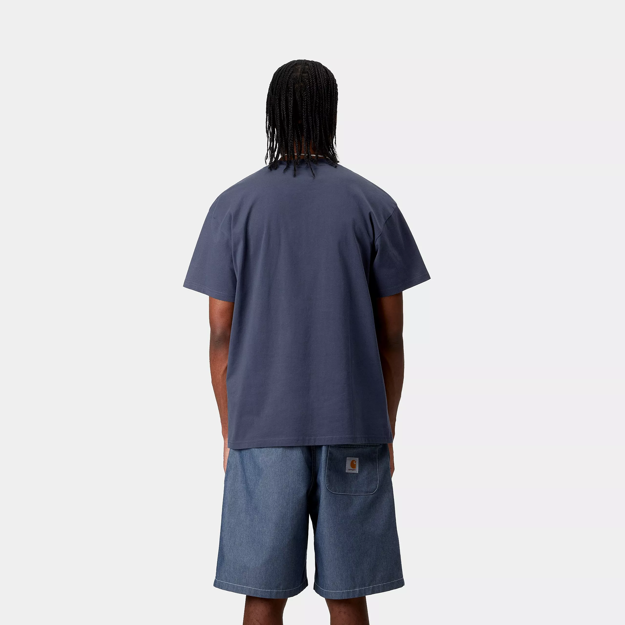 Carhatt Wip T-Shirt da uomo manica corta Pocket Heart blu - Image 3