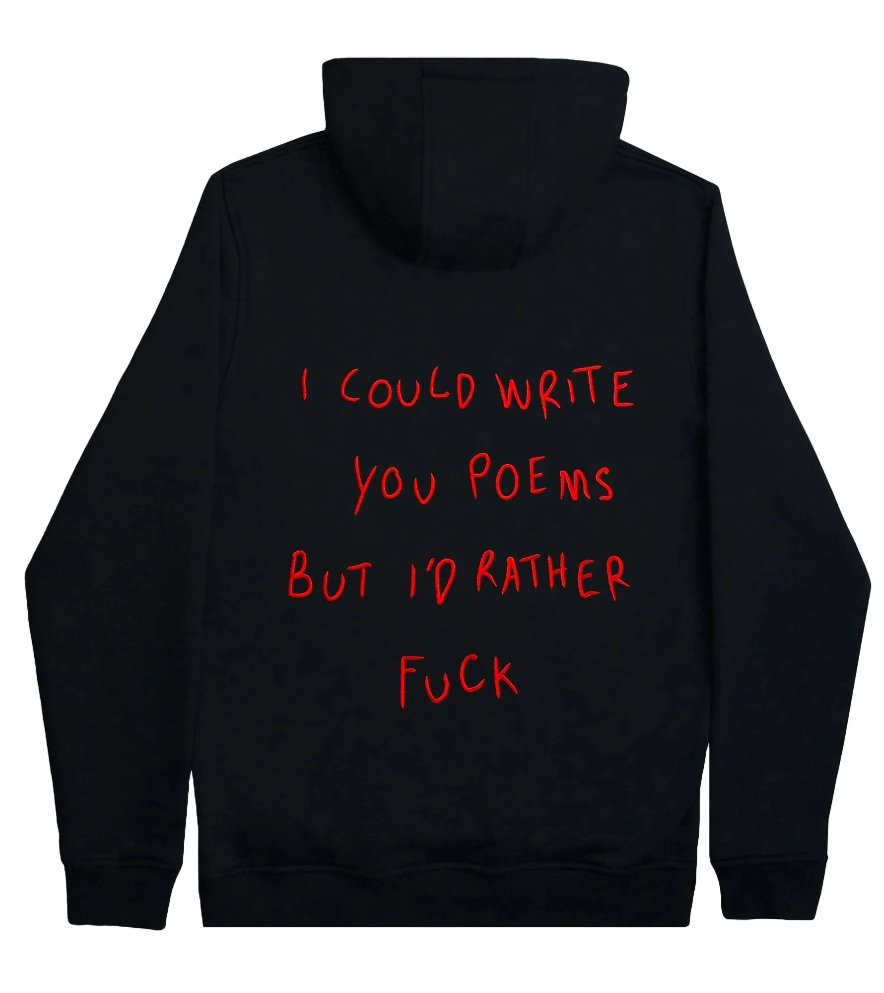 Encrè Felpa ricamata con cappuccio unisex Poem nera