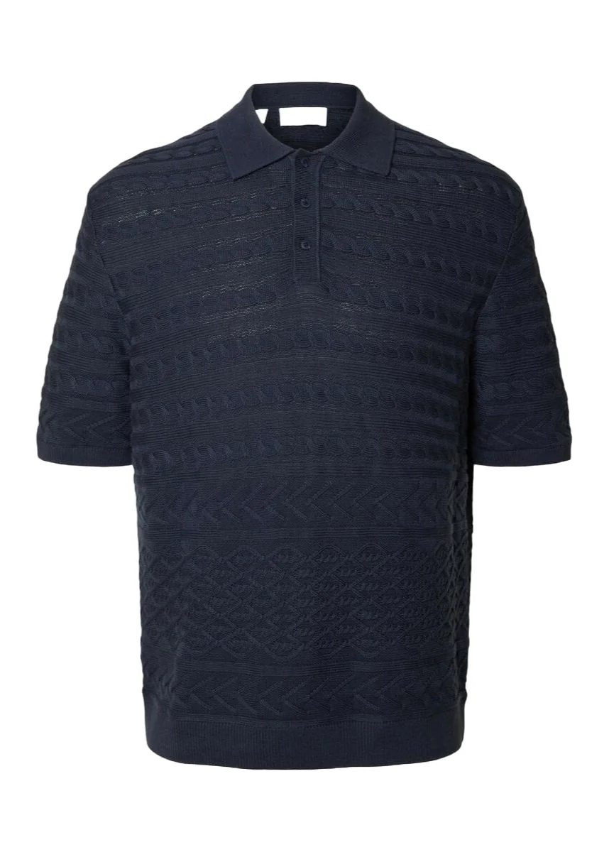 Selected Maglia in cotone da uomo Polo blu