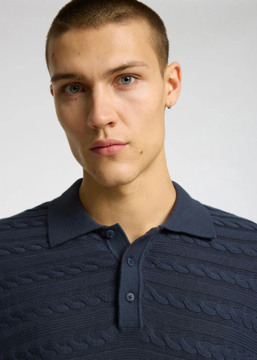 Selected Maglia in cotone da uomo Polo blu - Image 2