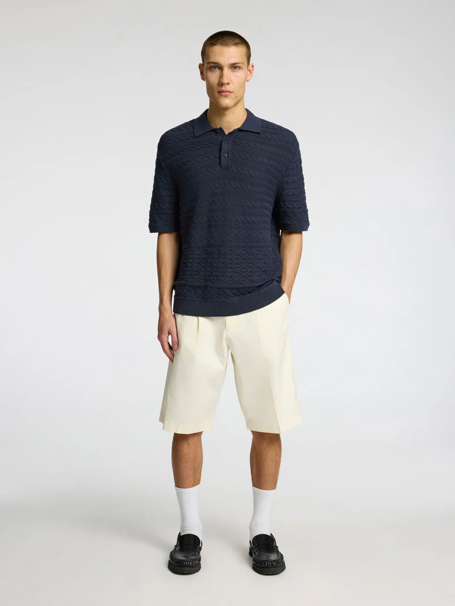 Selected Maglia in cotone da uomo Polo blu - Image 5