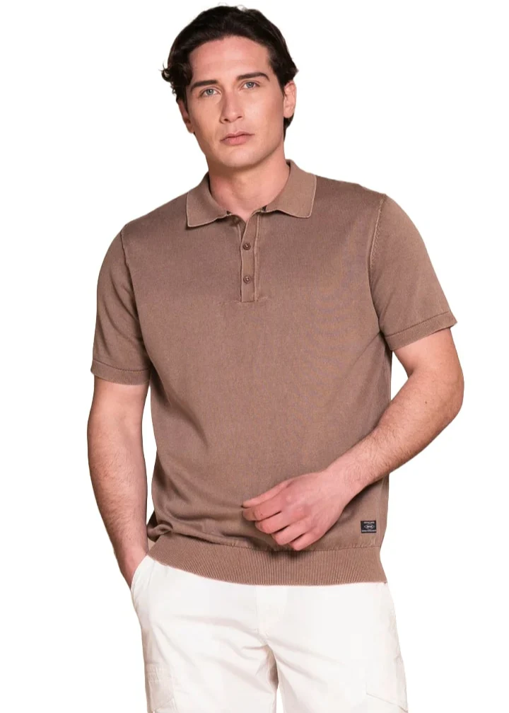 Impure Polo leggera in maglia da uomo Owen marroncino
