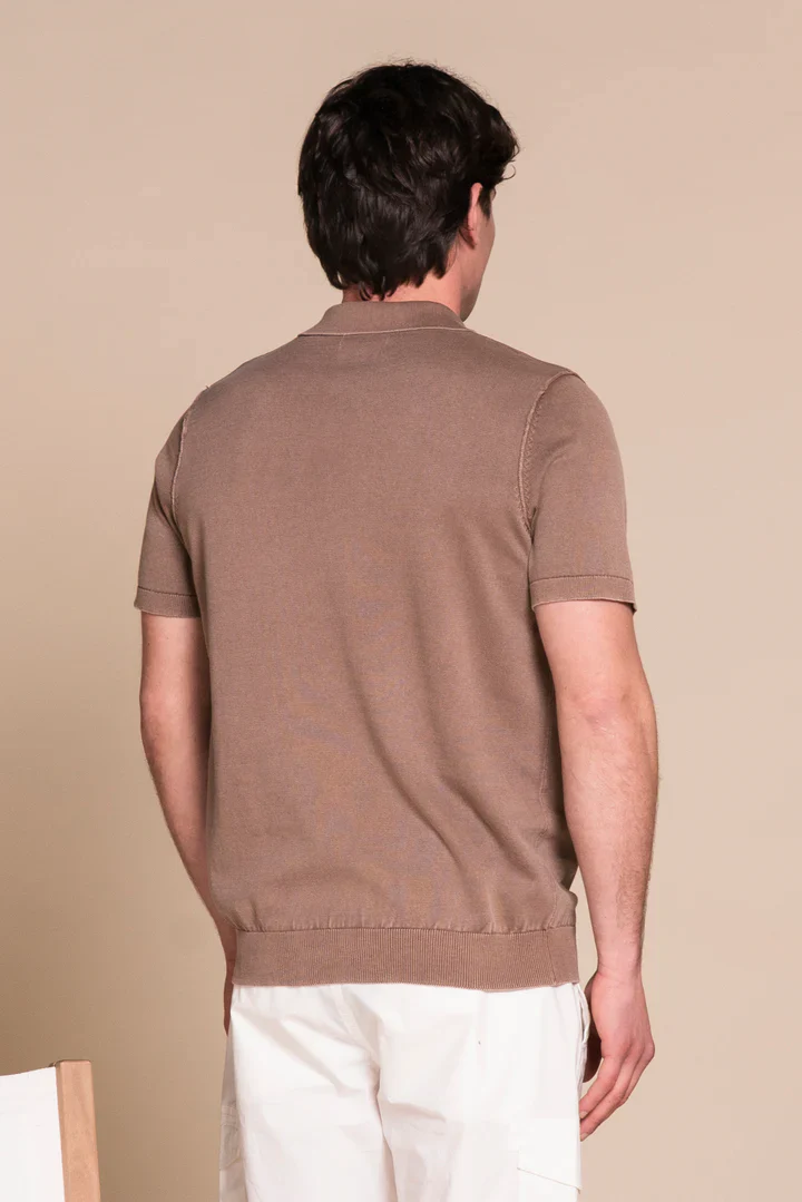 Impure Polo leggera in maglia da uomo Owen marroncino - Image 3