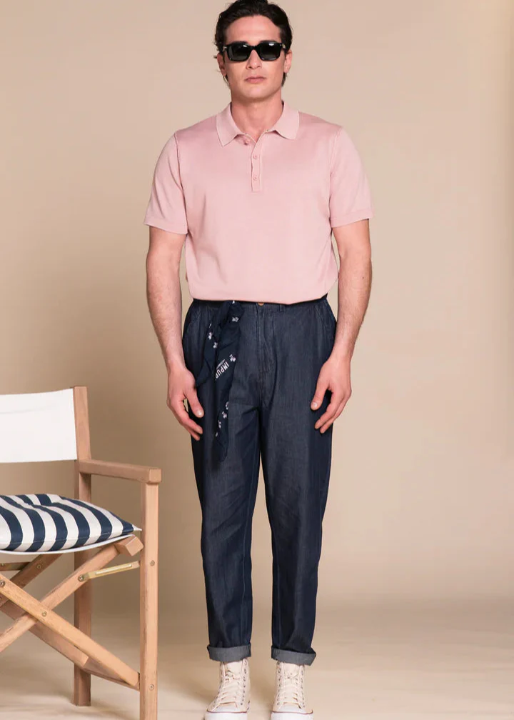 Impure Polo leggera in maglia da uomo Owen rosa - Image 2