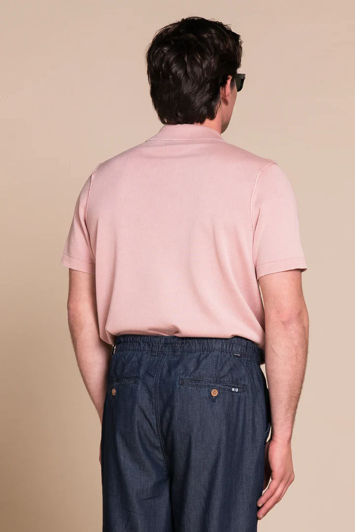 Impure Polo leggera in maglia da uomo Owen rosa - Image 3