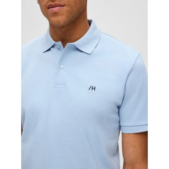 Selected Polo da uomo manica corta Dante celeste - Image 2