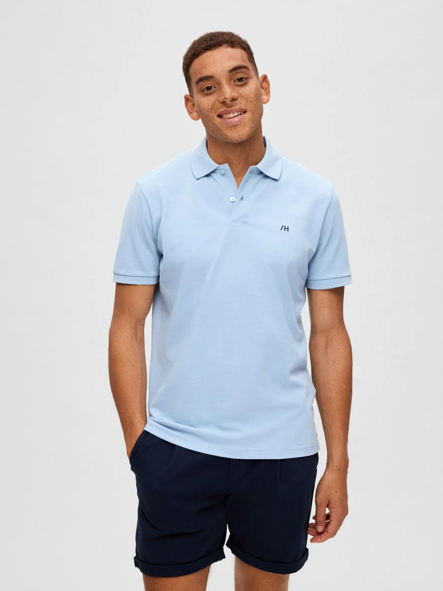Selected Polo da uomo manica corta Dante celeste - Image 3