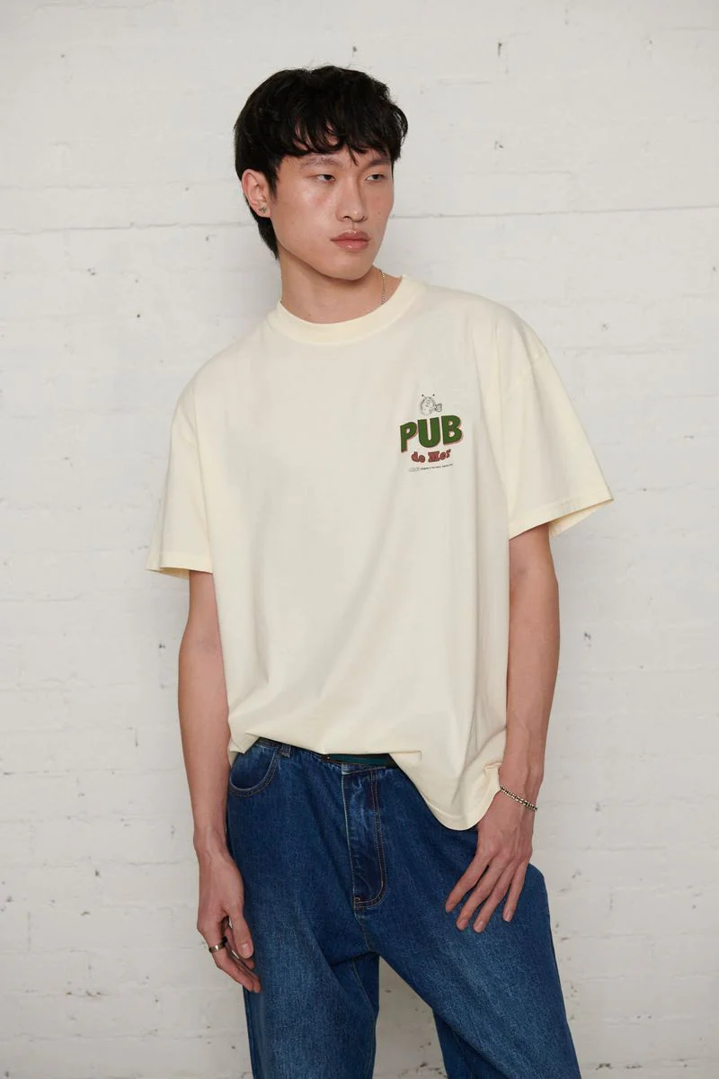 Pas De Mer T-Shirt da uomo manica corta Pub panna - Image 2