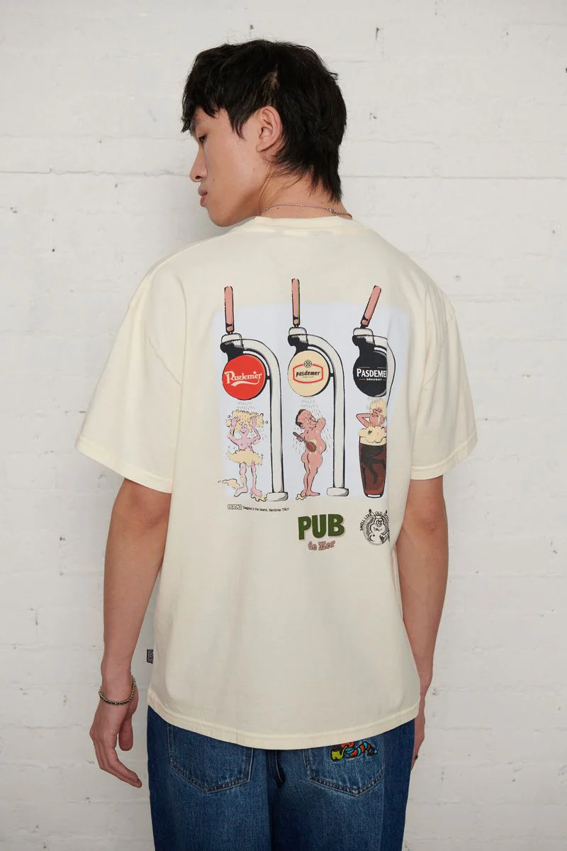 Pas De Mer T-Shirt da uomo manica corta Pub panna - Image 3