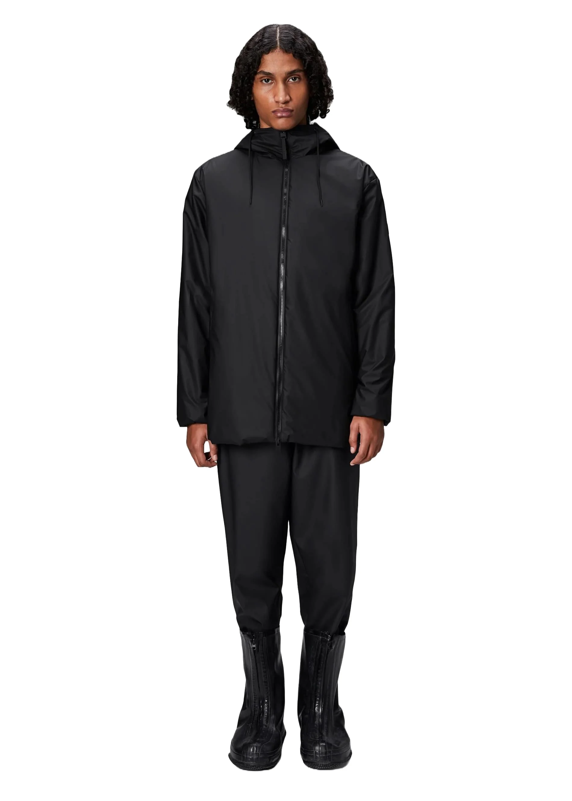 Rains Giacca leggera da uomo Lohja Long W3T2 Nera - Image 2