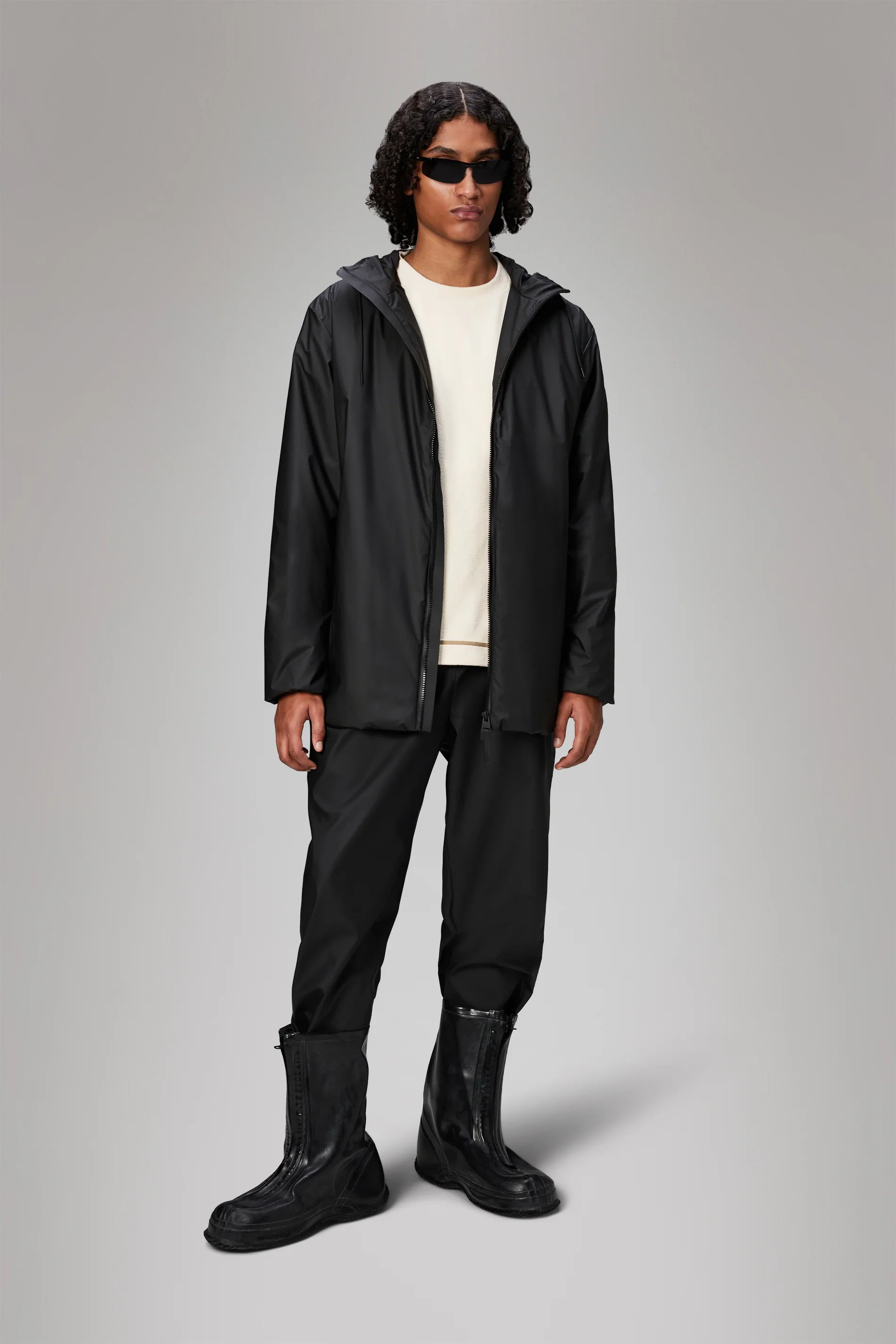 Rains Giacca leggera da uomo Lohja Long W3T2 Nera - Image 4