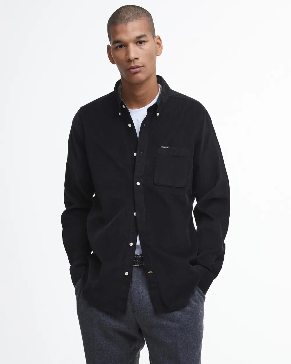 Barbour Camcia da uomo in velluto Ramsey nera - Image 3