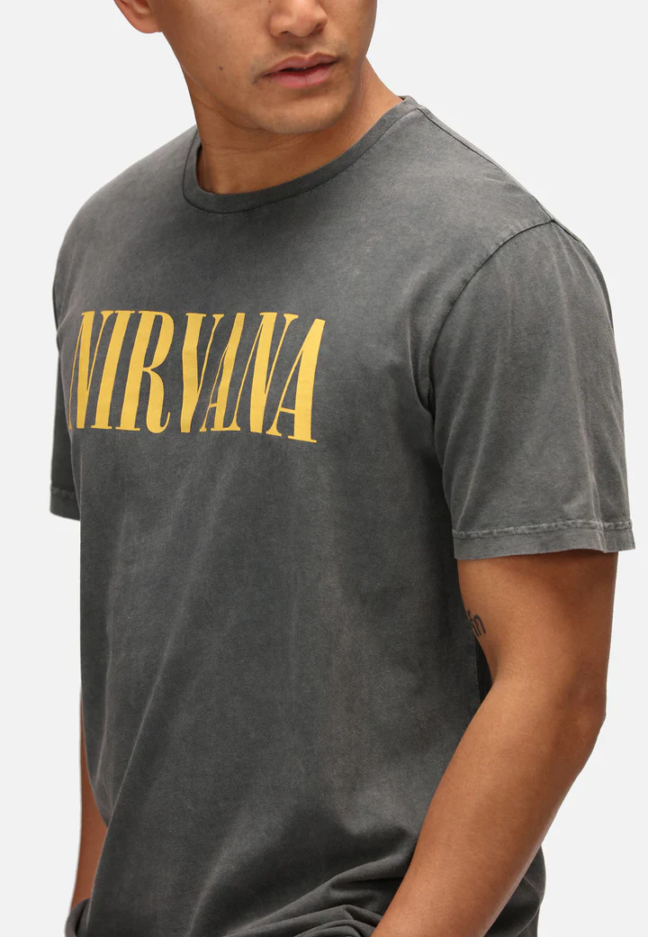 ReCovered T-Shirt unisex manica corta Nirvana Plain Logo nero lavato - Image 2