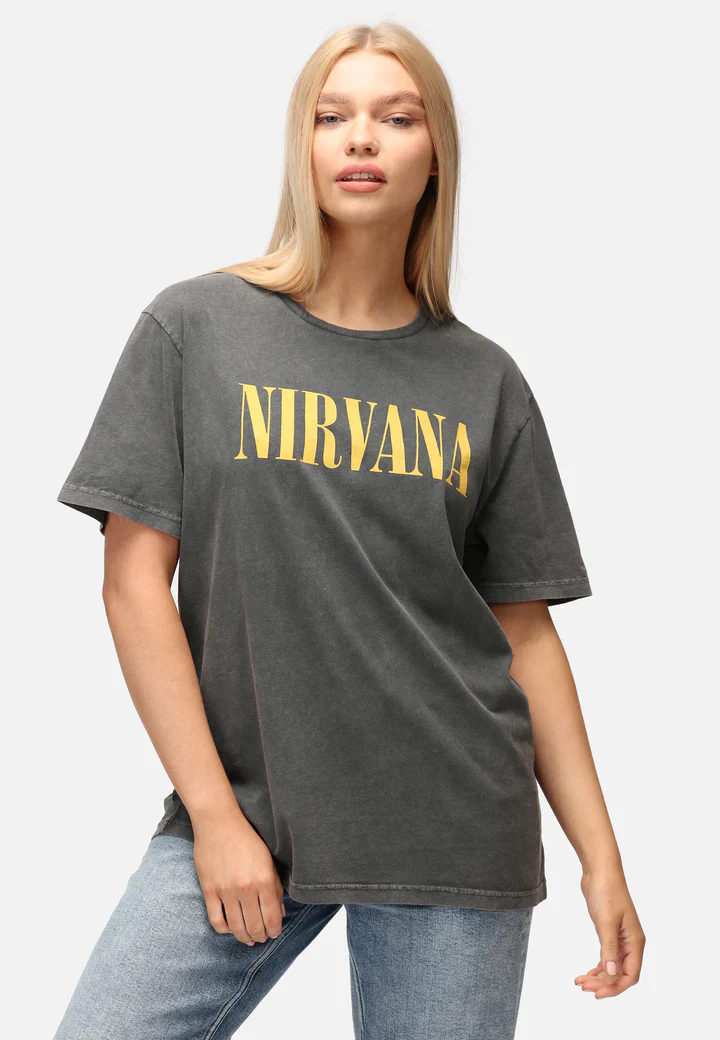 ReCovered T-Shirt unisex manica corta Nirvana Plain Logo nero lavato - Image 3