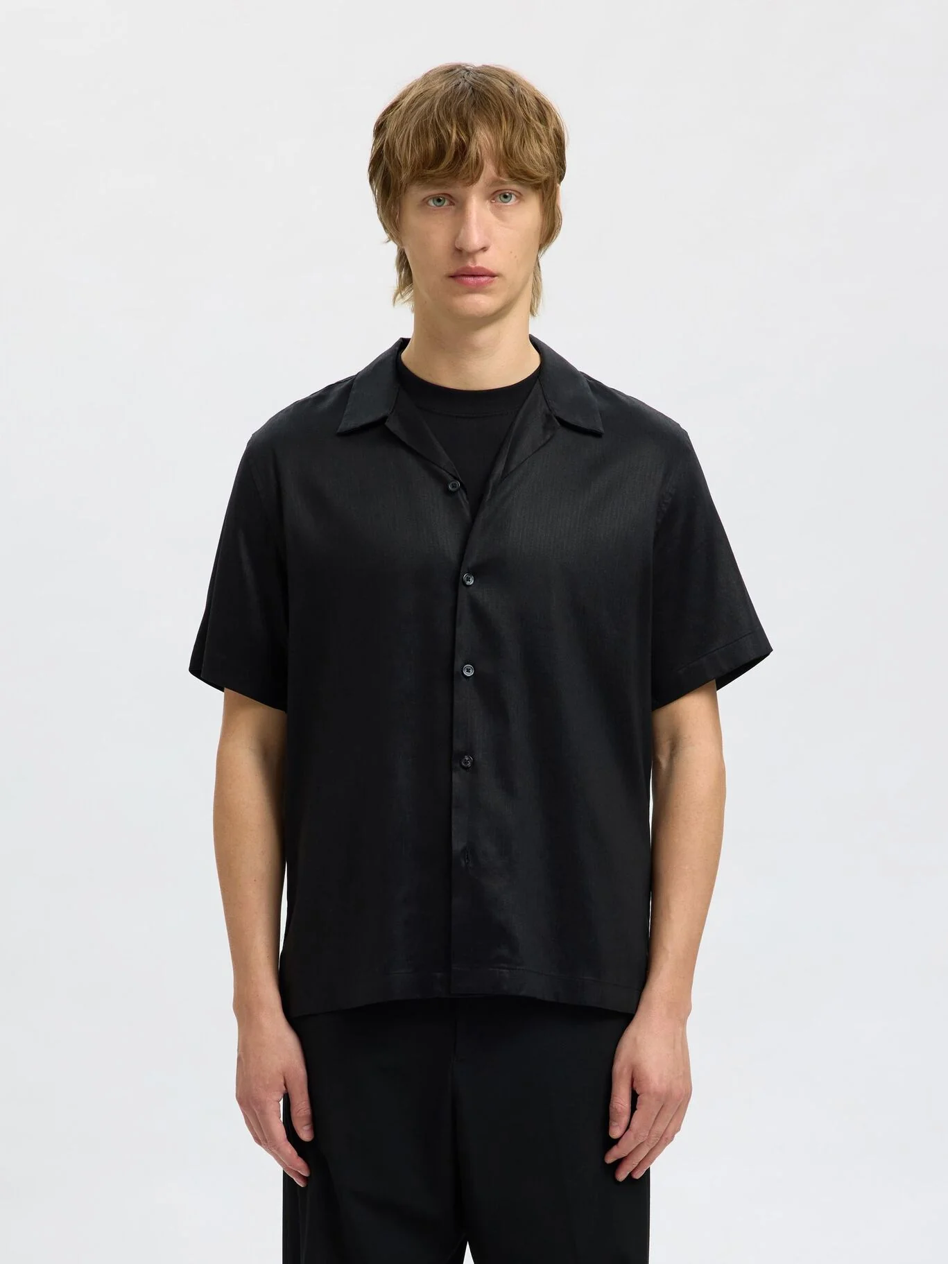 Selected Camicia da uomo manica corta Regnoa nera - Image 2