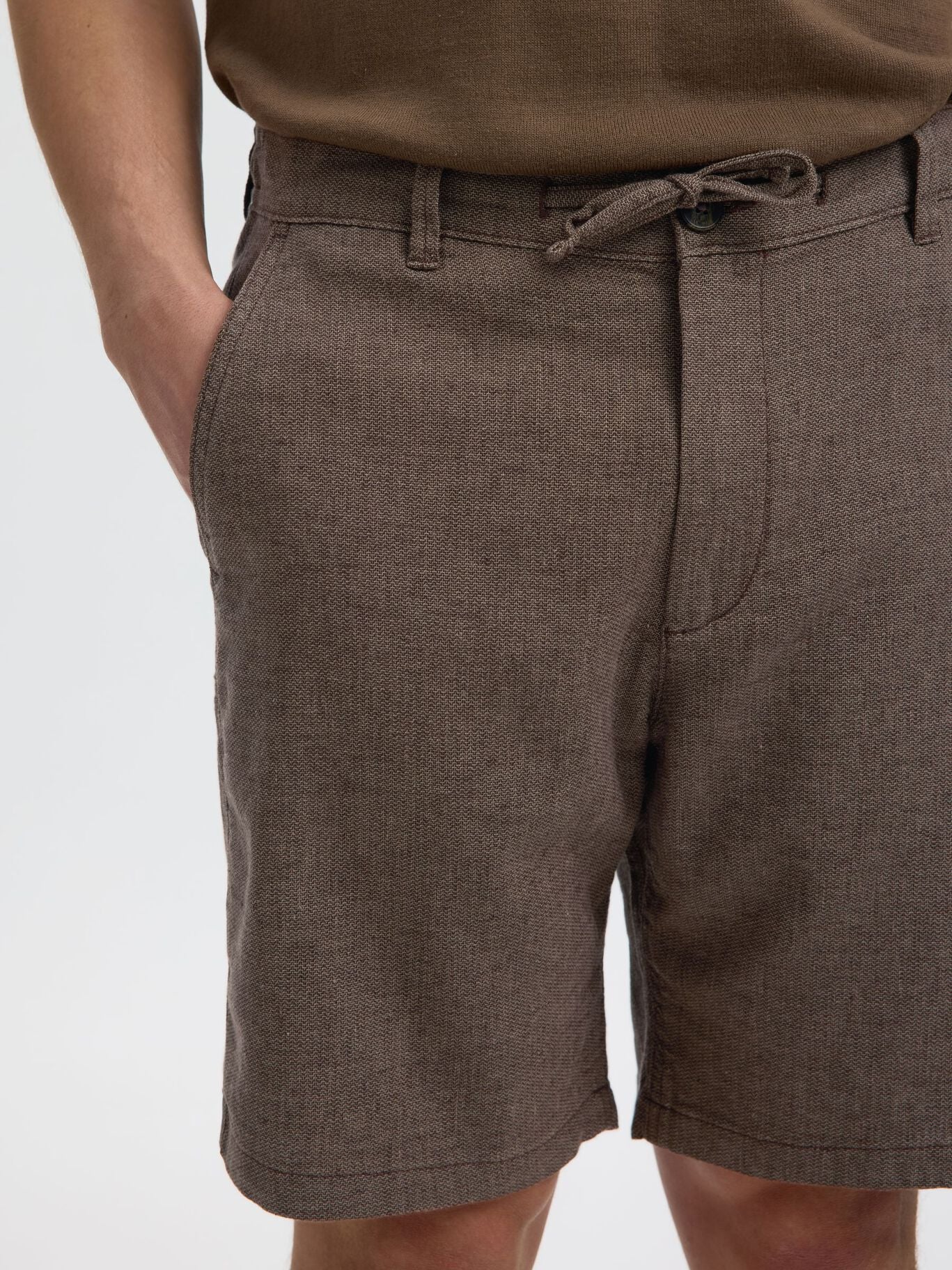 Selected Pantaloncino in misto lino da uomo Brody marrone - Image 2