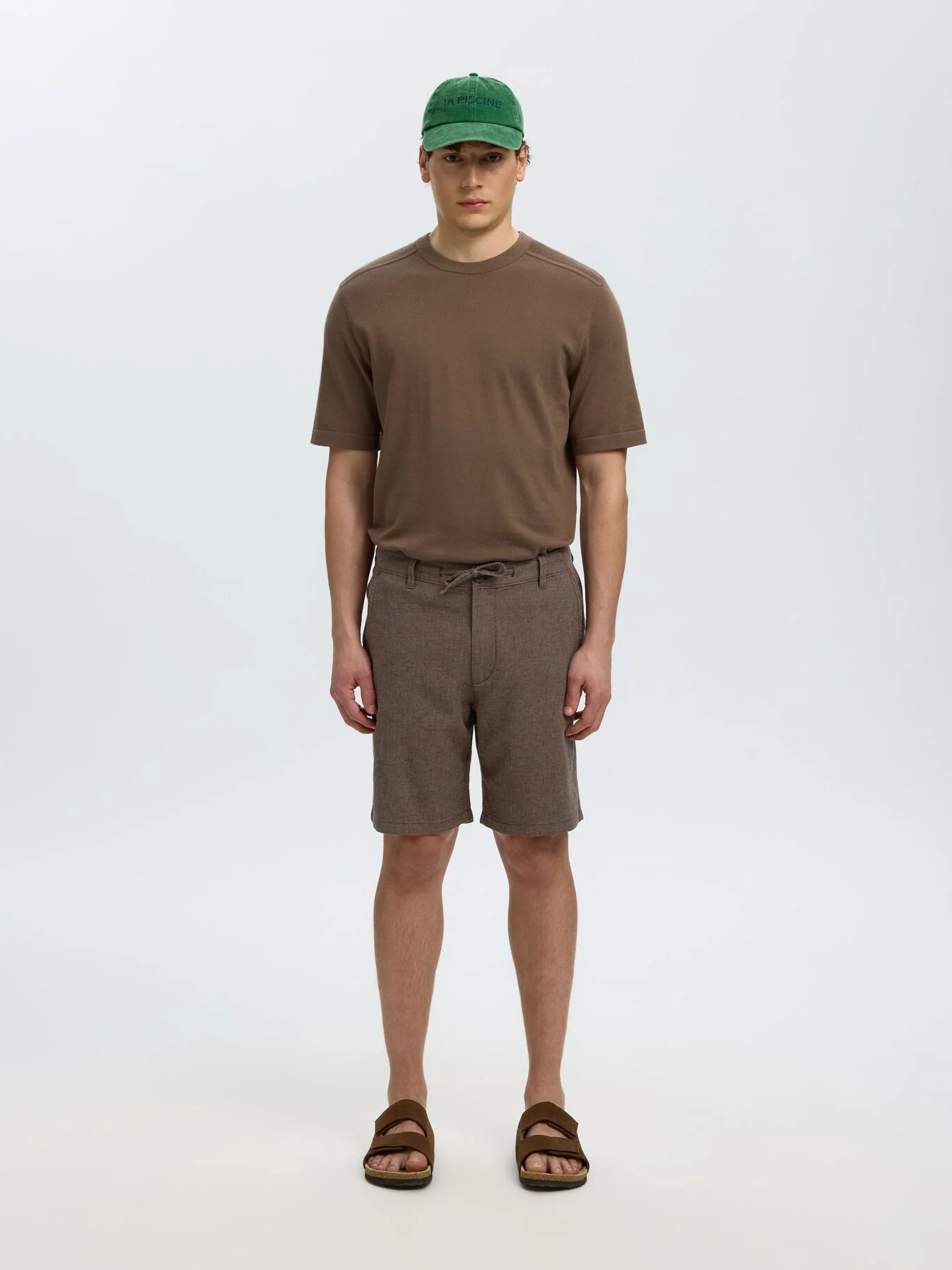 Selected Pantaloncino in misto lino da uomo Brody marrone - Image 5