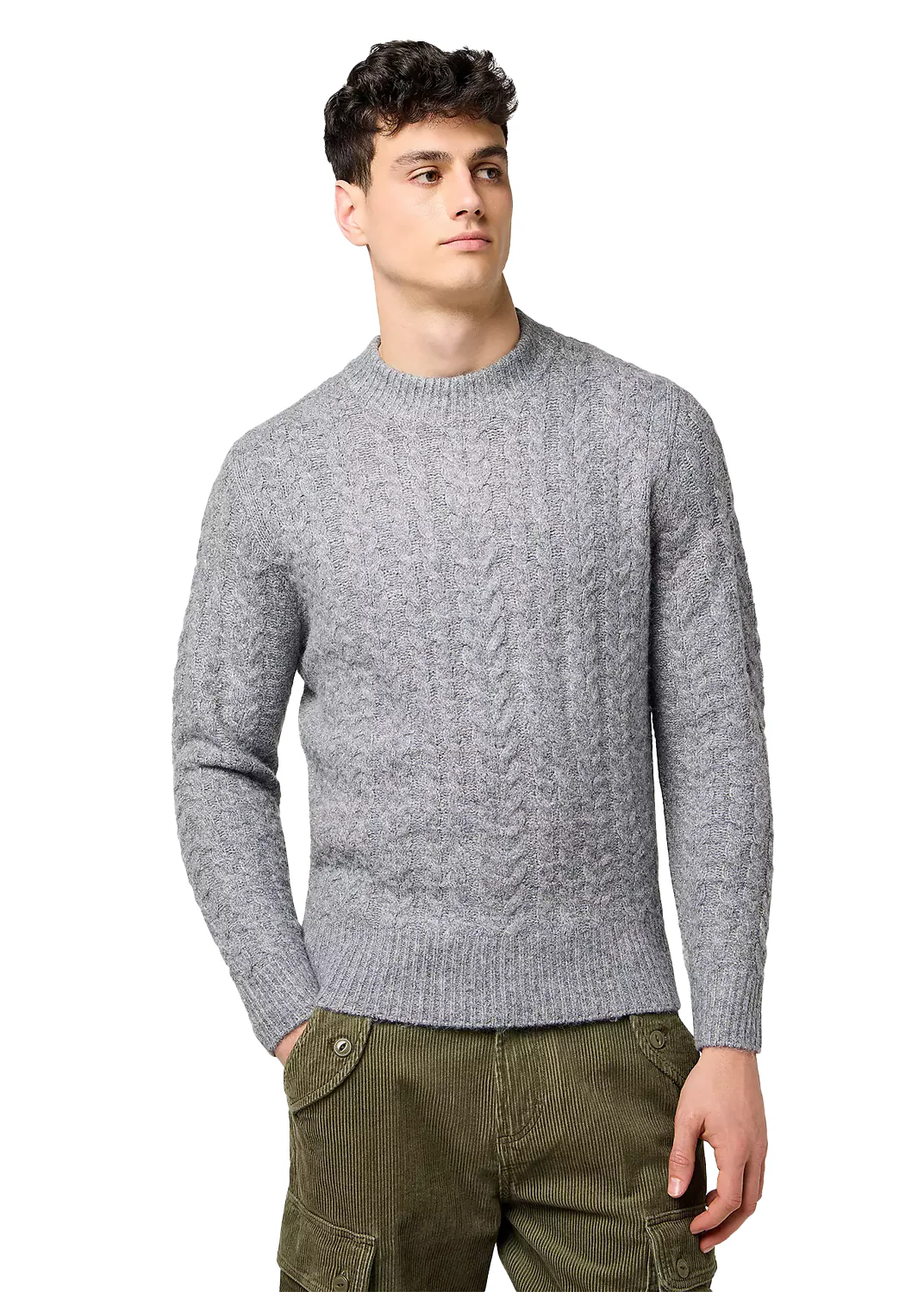 Wrangler Maglia in misto lana da uomo Cable grigio