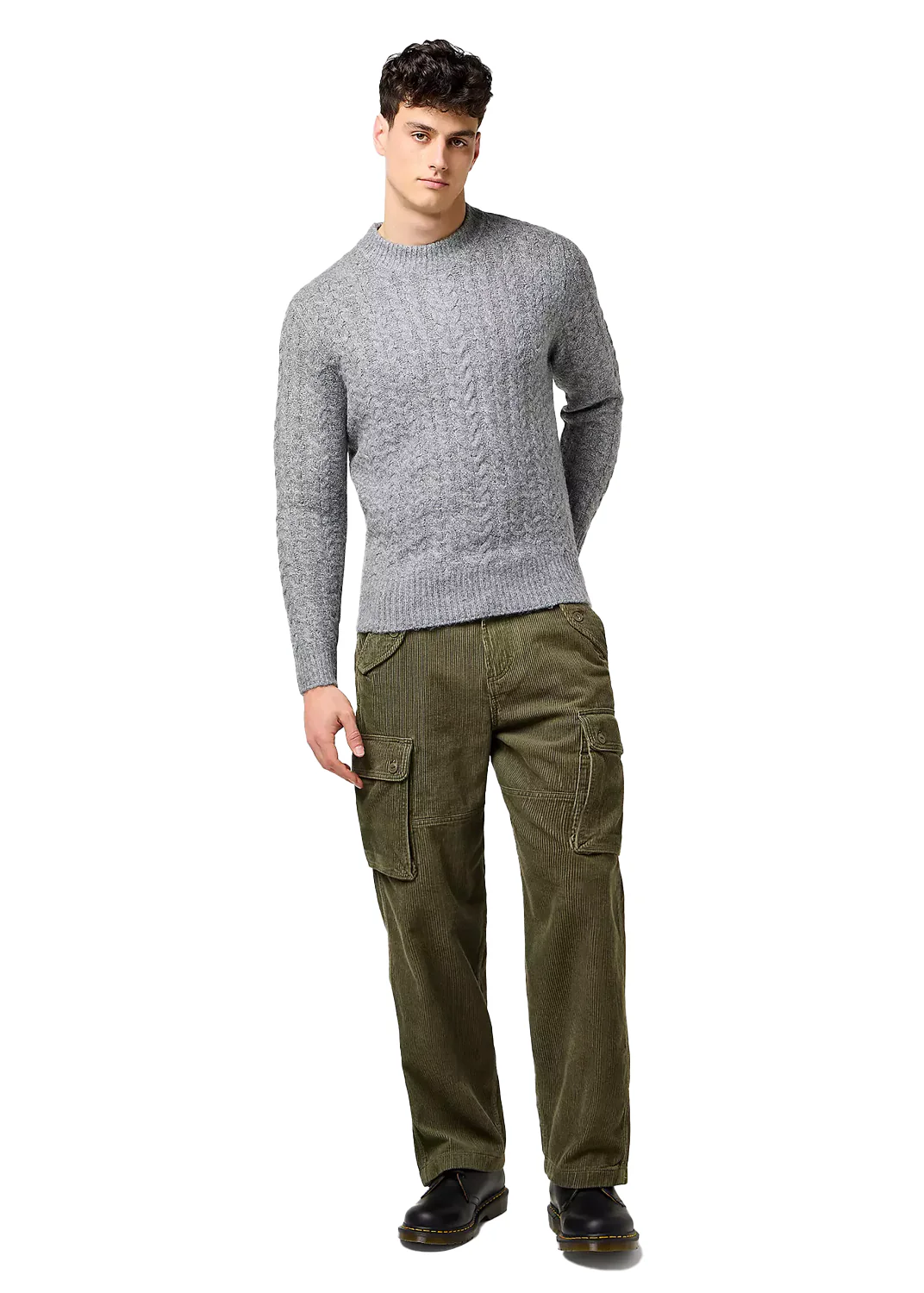 Wrangler Maglia in misto lana da uomo Cable grigio - Image 3