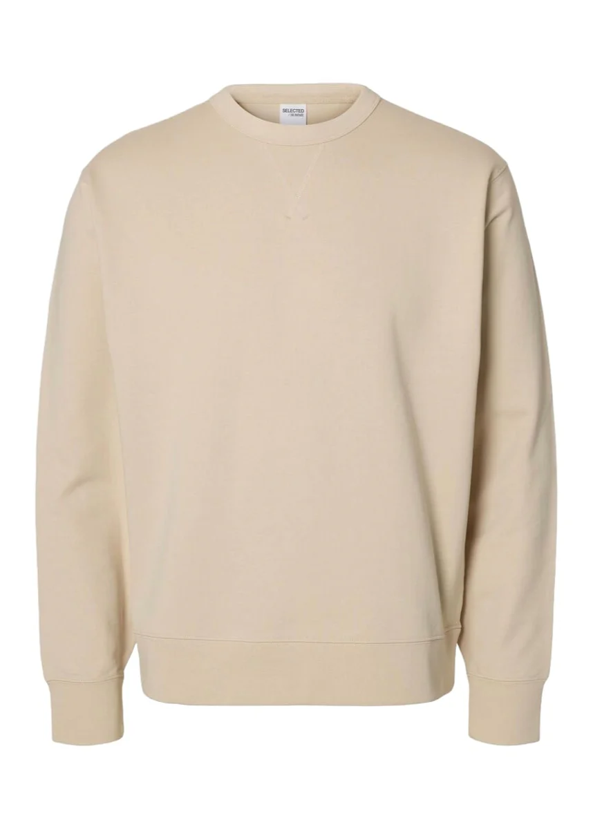 Selected Felpa girocollo da uomo Relax beige