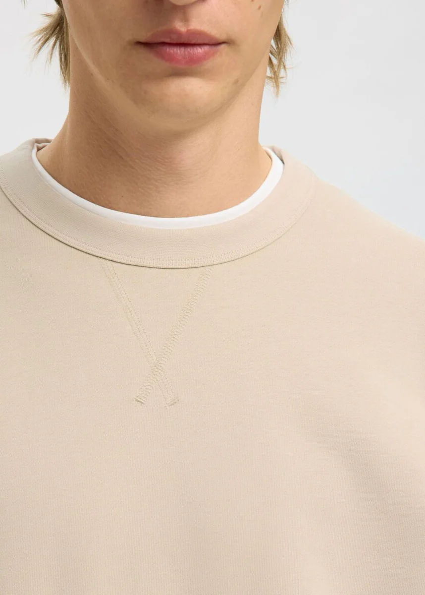 Selected Felpa girocollo da uomo Relax beige - Image 2
