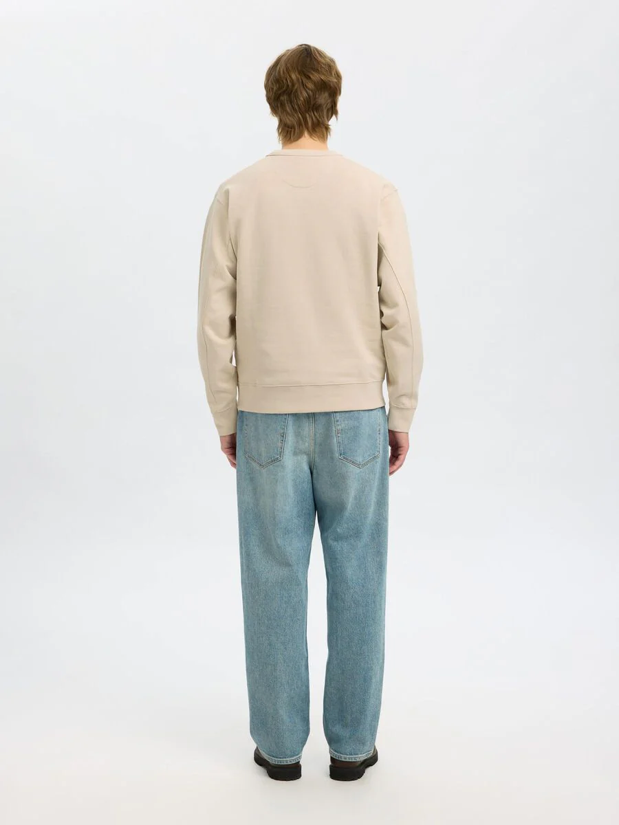 Selected Felpa girocollo da uomo Relax beige - Image 4
