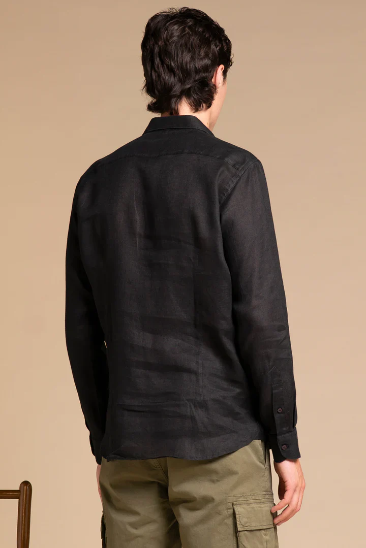 Impure Camicia da uomo in lino Riley nera - Image 4