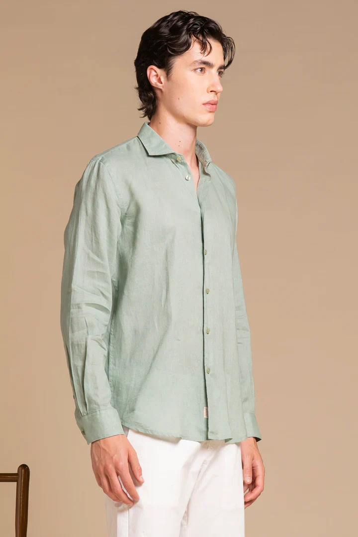 Impure Camicia da uomo in lino Riley Verde acqua - Image 3