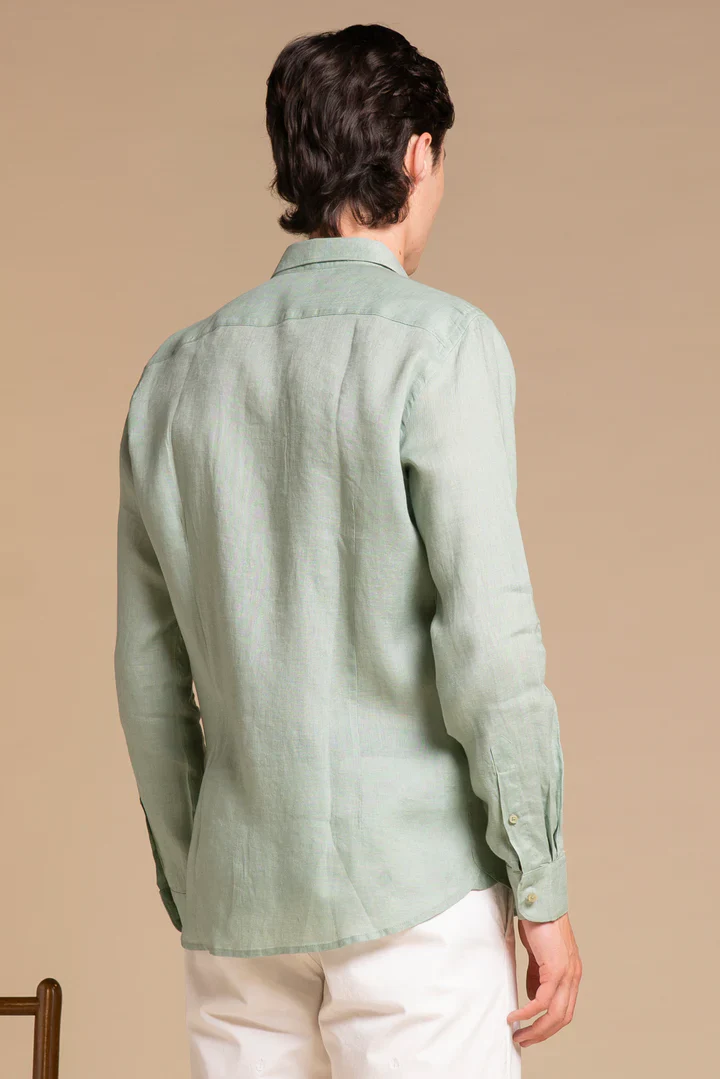 Impure Camicia da uomo in lino Riley Verde acqua - Image 4