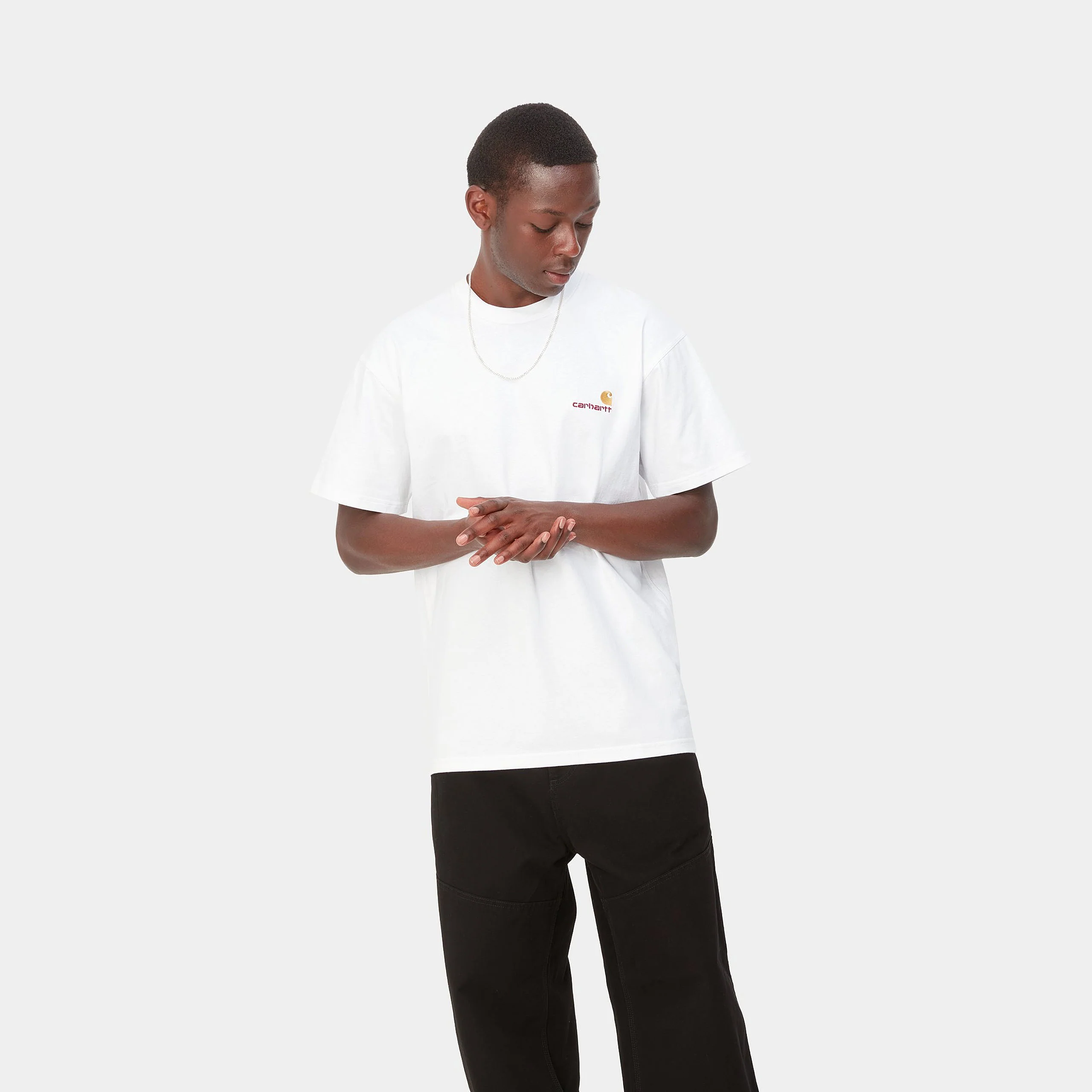 Carhartt Wip T-Shirt da uomo manica corta American Script bianca - Image 3