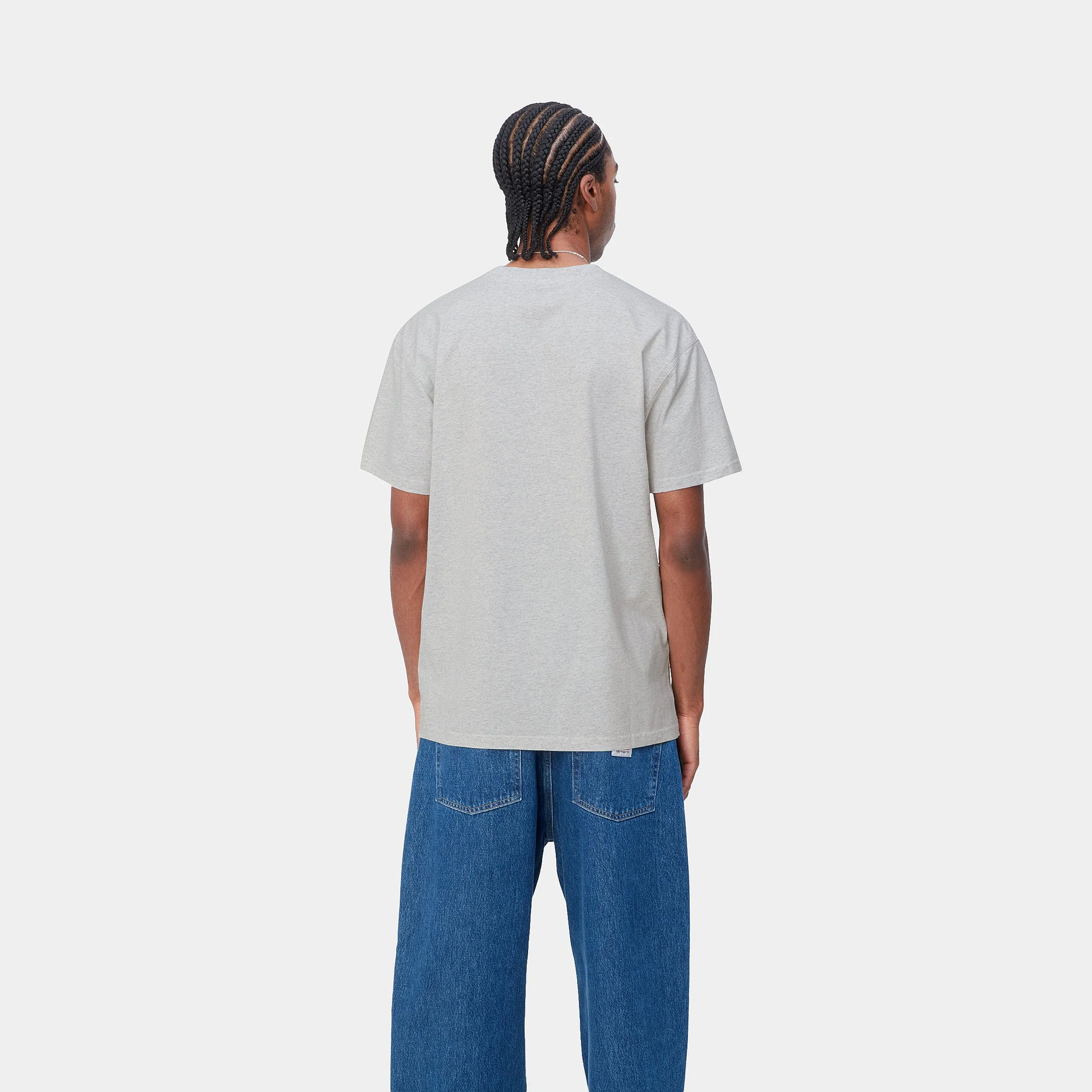 Carhartt Wip T-Shirt da uomo manica corta American Script grigio chiaro - Image 4