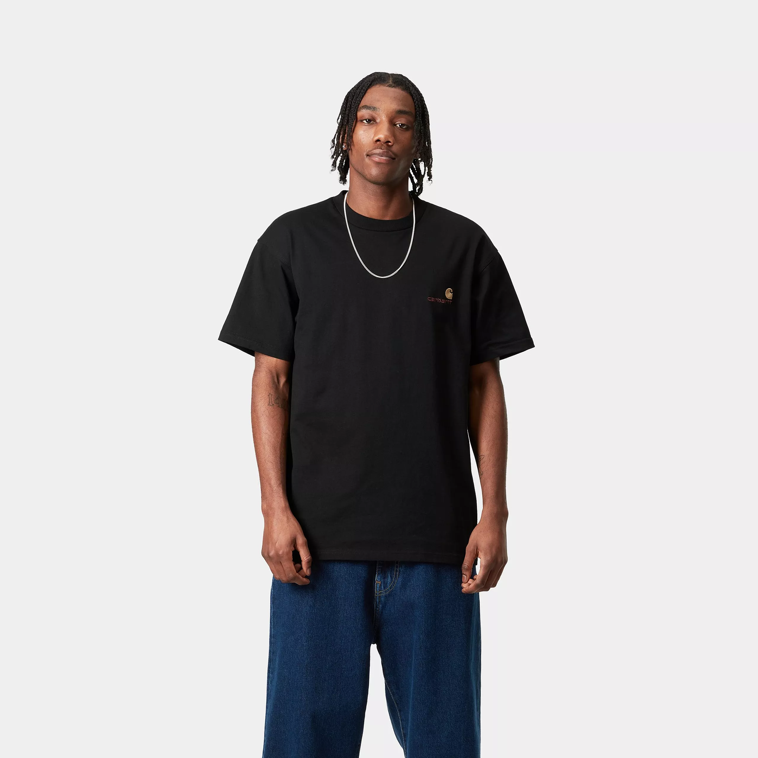 Carhartt Wip T-Shirtr da uomo manica corta American Script nera - Image 3