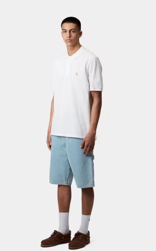 Carhartt Wip Polo da uomo manica corta Chase bianca - Image 3